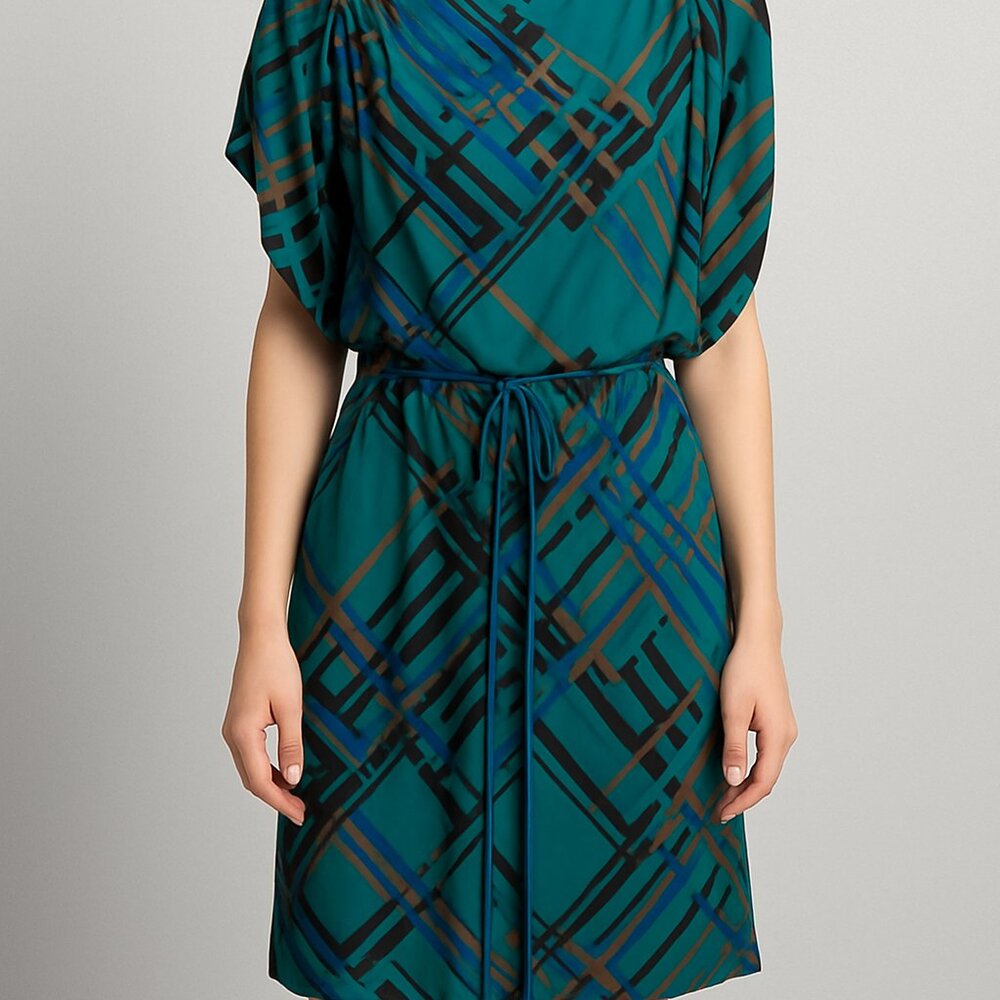 Jessica Simpson Mini Dress Women M Green‎ Argyle Everglade Geometric Dolman